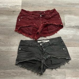 Brandy Melville Cutoff Denim Shorts - Lot of 2 - Gray and Burgundy